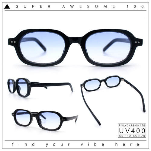 Hipster Narrow Oval Hustler Pop Color Lens Mid Temple Sunglasses