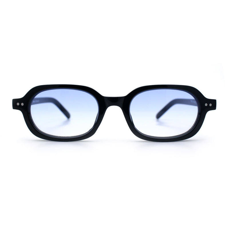 Hipster Narrow Oval Hustler Pop Color Lens Mid Temple Sunglasses