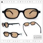 Hipster Narrow Oval Hustler Pop Color Lens Mid Temple Sunglasses