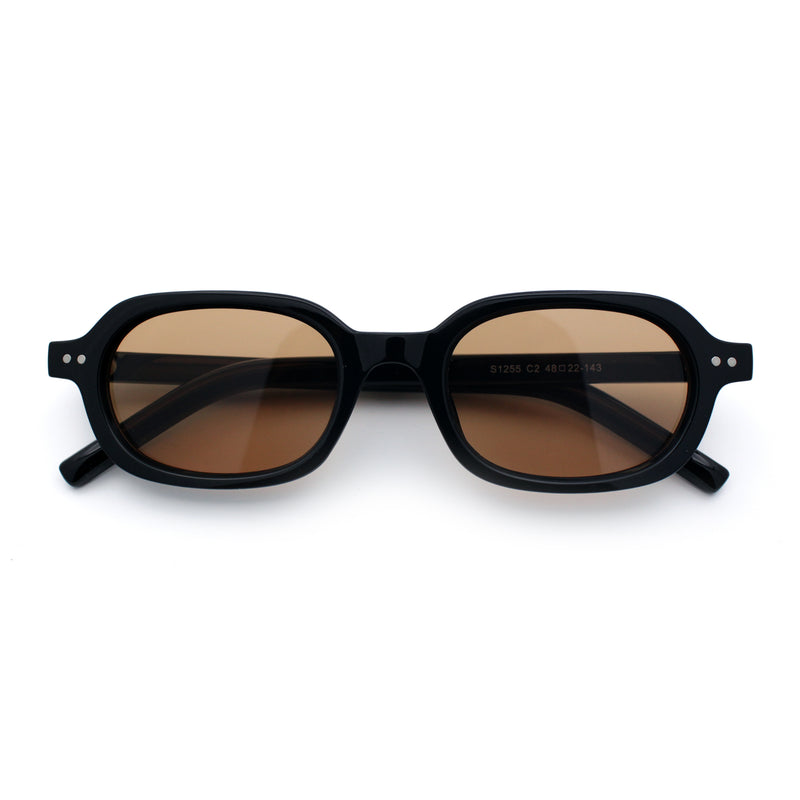Hipster Narrow Oval Hustler Pop Color Lens Mid Temple Sunglasses