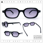Hipster Narrow Oval Hustler Pop Color Lens Mid Temple Sunglasses