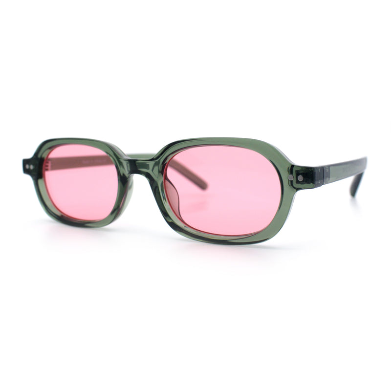 Hipster Narrow Oval Hustler Pop Color Lens Mid Temple Sunglasses