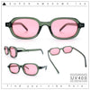 Hipster Narrow Oval Hustler Pop Color Lens Mid Temple Sunglasses