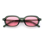 Hipster Narrow Oval Hustler Pop Color Lens Mid Temple Sunglasses