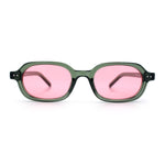 Hipster Narrow Oval Hustler Pop Color Lens Mid Temple Sunglasses