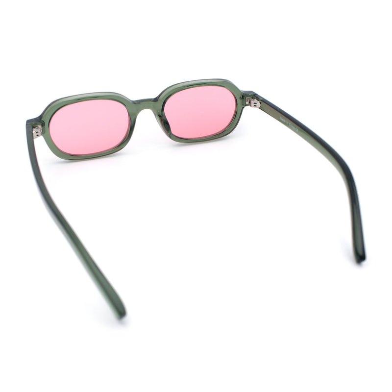 Hipster Narrow Oval Hustler Pop Color Lens Mid Temple Sunglasses