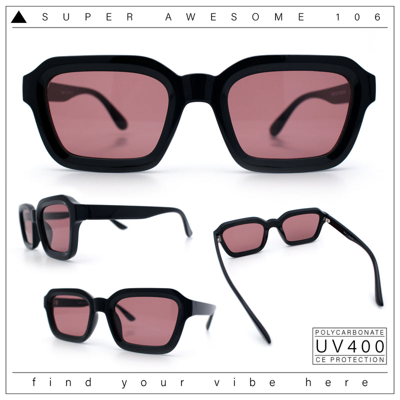 Retro Thick Plastic Minimal Rectangle Hipster Fashion Sunglasses