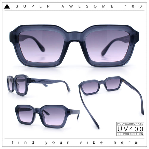 Retro Thick Plastic Minimal Rectangle Hipster Fashion Sunglasses
