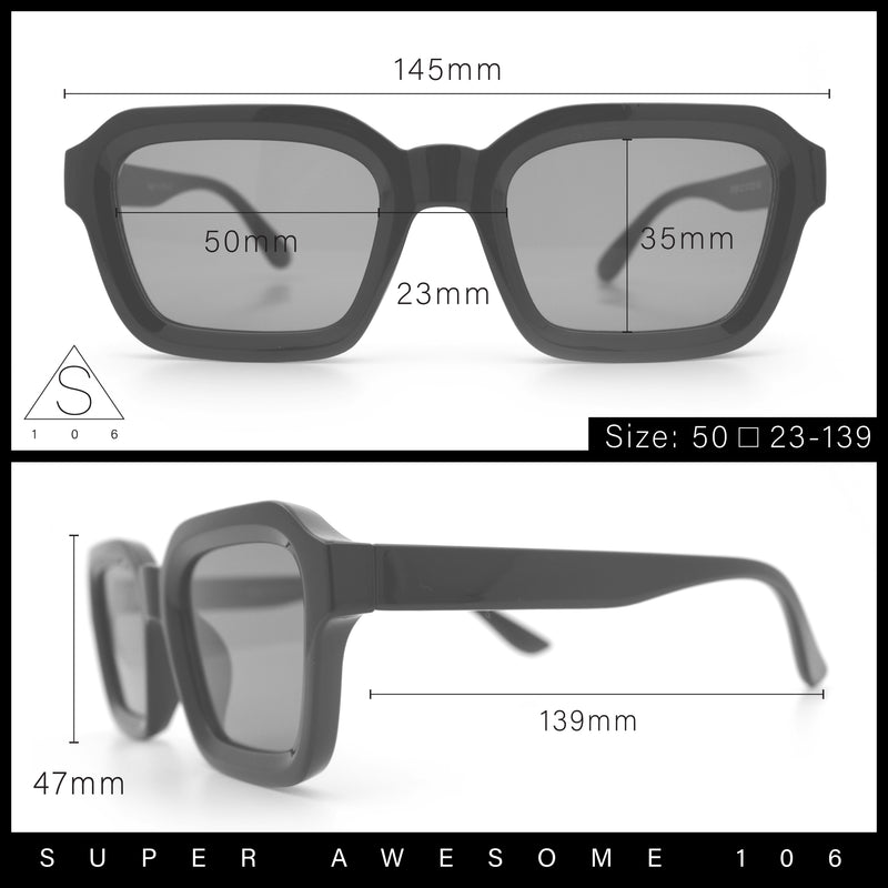 Retro Thick Plastic Minimal Rectangle Hipster Fashion Sunglasses