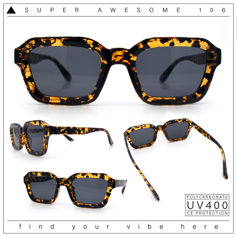 Retro Thick Plastic Minimal Rectangle Hipster Fashion Sunglasses