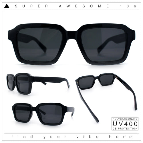 Classy Rectangle Horn Rim Minimal Fashion Retro Vintage Sunglasses