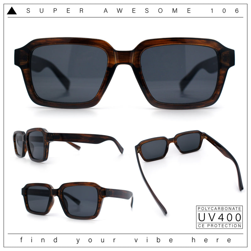 Classy Rectangle Horn Rim Minimal Fashion Retro Vintage Sunglasses