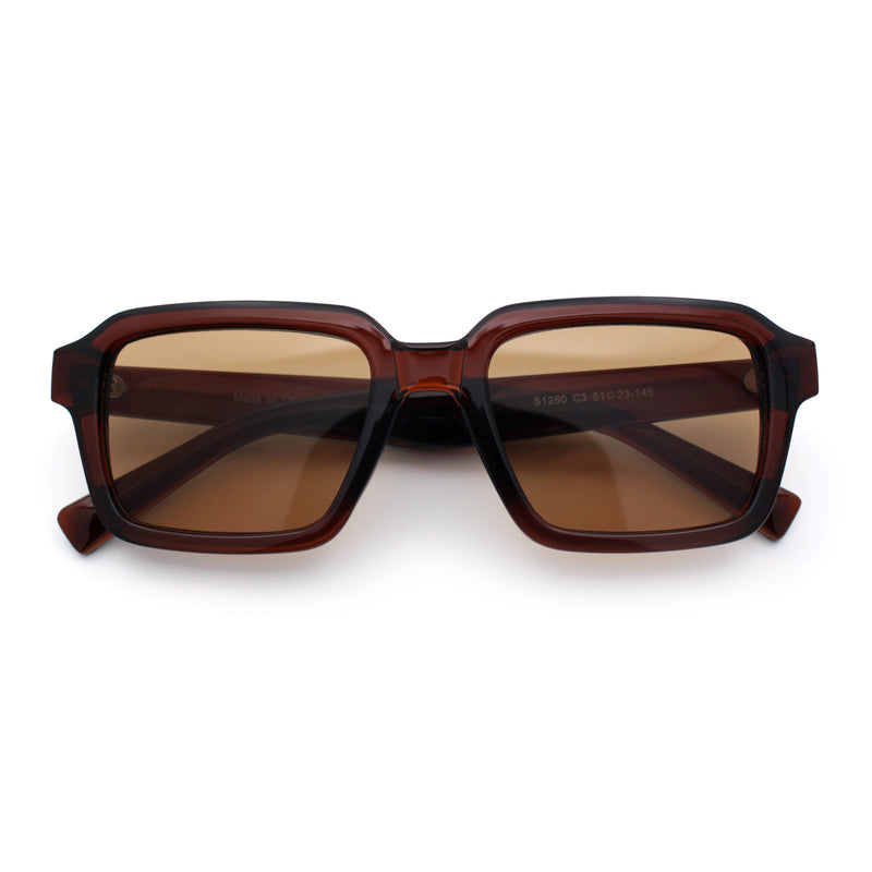 Classy Rectangle Horn Rim Minimal Fashion Retro Vintage Sunglasses