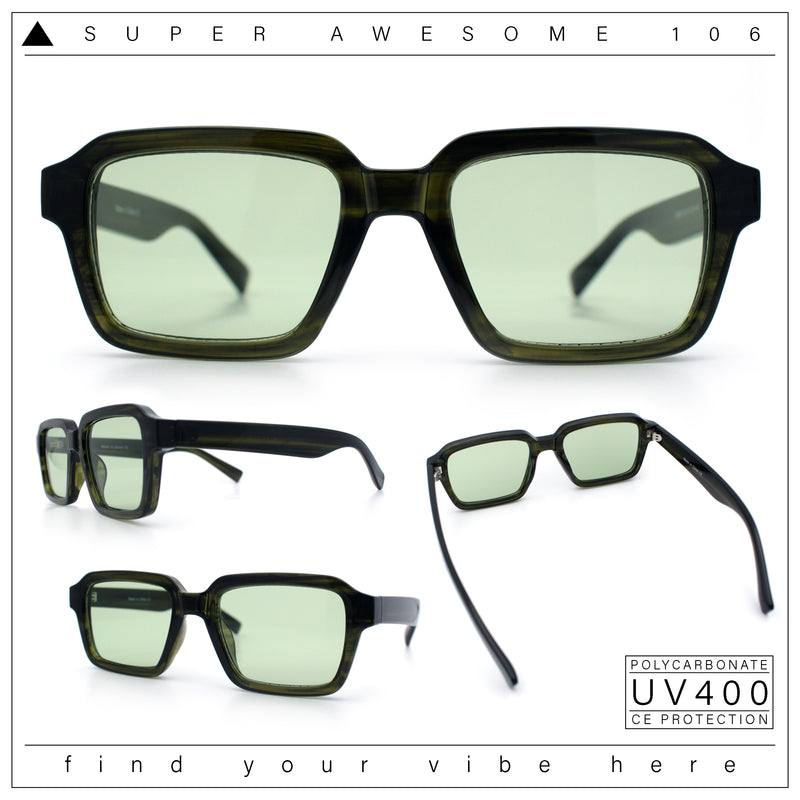 Classy Rectangle Horn Rim Minimal Fashion Retro Vintage Sunglasses