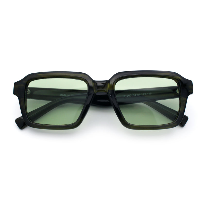 Classy Rectangle Horn Rim Minimal Fashion Retro Vintage Sunglasses