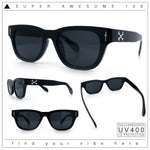 Gentlemans Cross Bone Dagger Emblem Horn Rim Plastic Retro Sunglasses