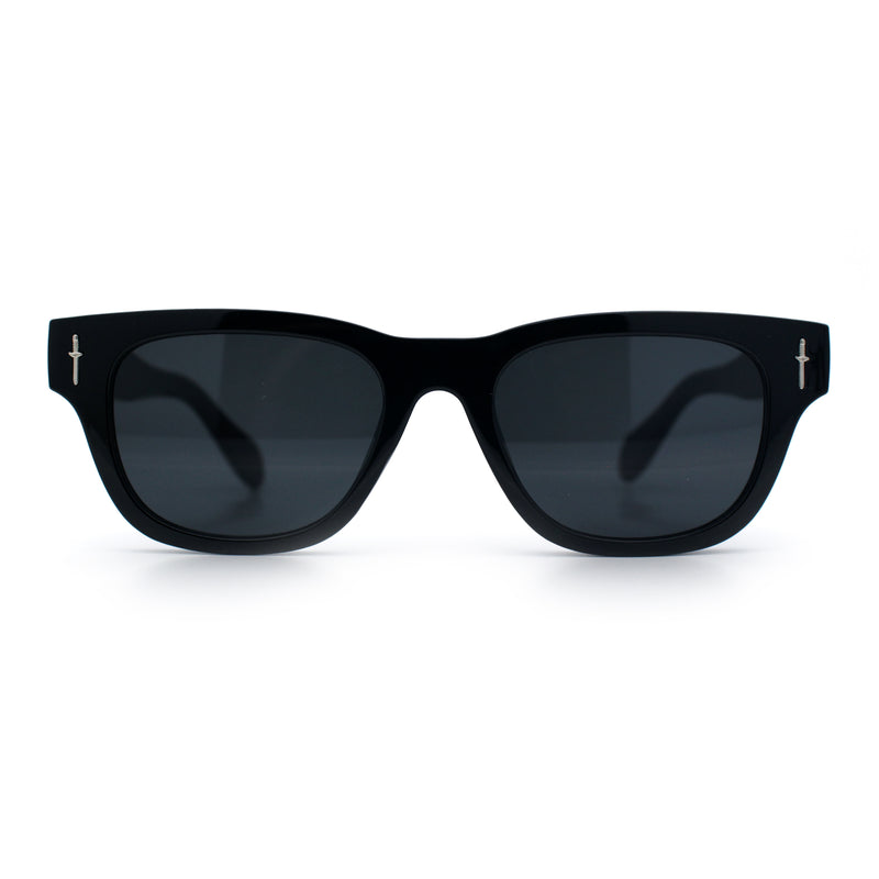 Gentlemans Cross Bone Dagger Emblem Horn Rim Plastic Retro Sunglasses