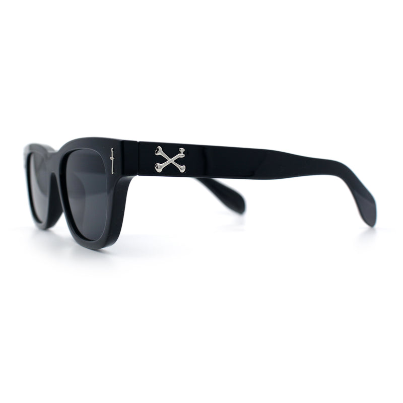 Gentlemans Cross Bone Dagger Emblem Horn Rim Plastic Retro Sunglasses