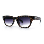 Gentlemans Cross Bone Dagger Emblem Horn Rim Plastic Retro Sunglasses
