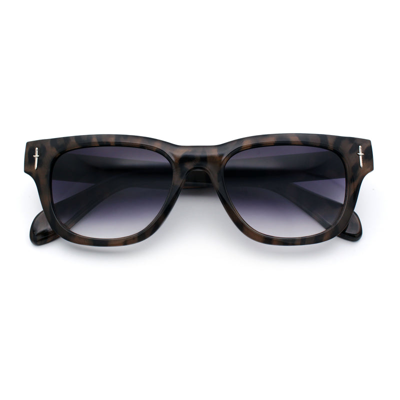 Gentlemans Cross Bone Dagger Emblem Horn Rim Plastic Retro Sunglasses
