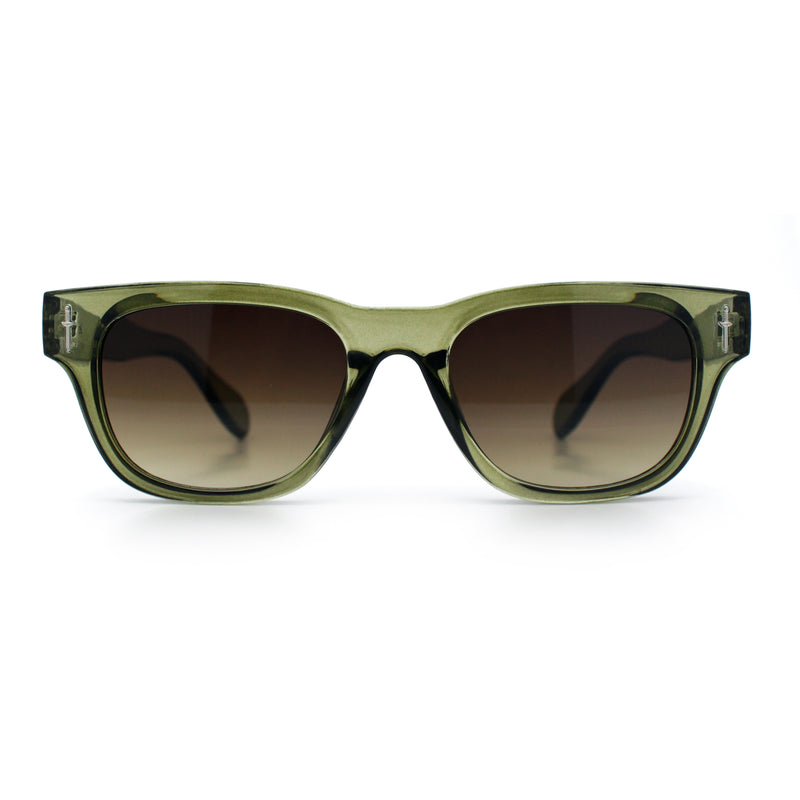 Gentlemans Cross Bone Dagger Emblem Horn Rim Plastic Retro Sunglasses