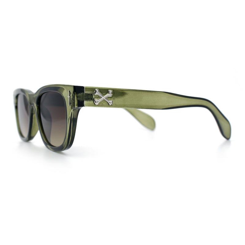 Gentlemans Cross Bone Dagger Emblem Horn Rim Plastic Retro Sunglasses