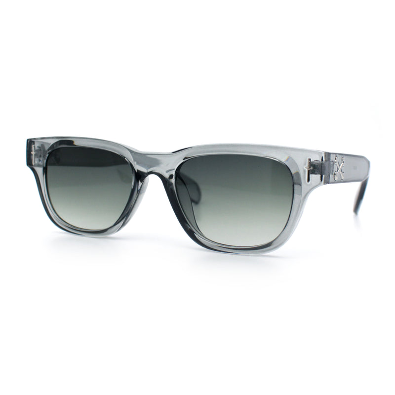 Gentlemans Cross Bone Dagger Emblem Horn Rim Plastic Retro Sunglasses