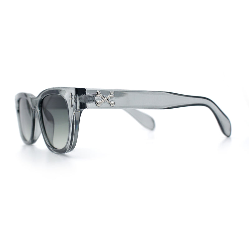 Gentlemans Cross Bone Dagger Emblem Horn Rim Plastic Retro Sunglasses