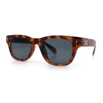 Gentlemans Cross Bone Dagger Emblem Horn Rim Plastic Retro Sunglasses