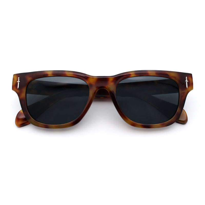 Gentlemans Cross Bone Dagger Emblem Horn Rim Plastic Retro Sunglasses