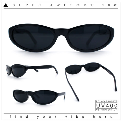 Womens Oval Subtle Cat Eye Thin Plastic Retro Vintage Vibe Sunglasses