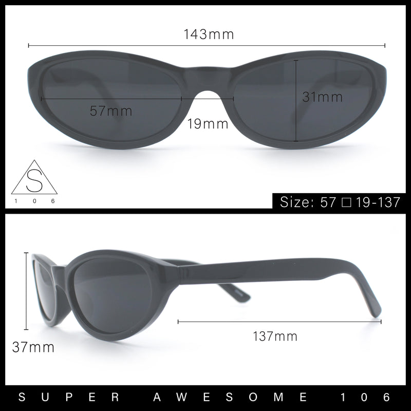 Womens Oval Subtle Cat Eye Thin Plastic Retro Vintage Vibe Sunglasses