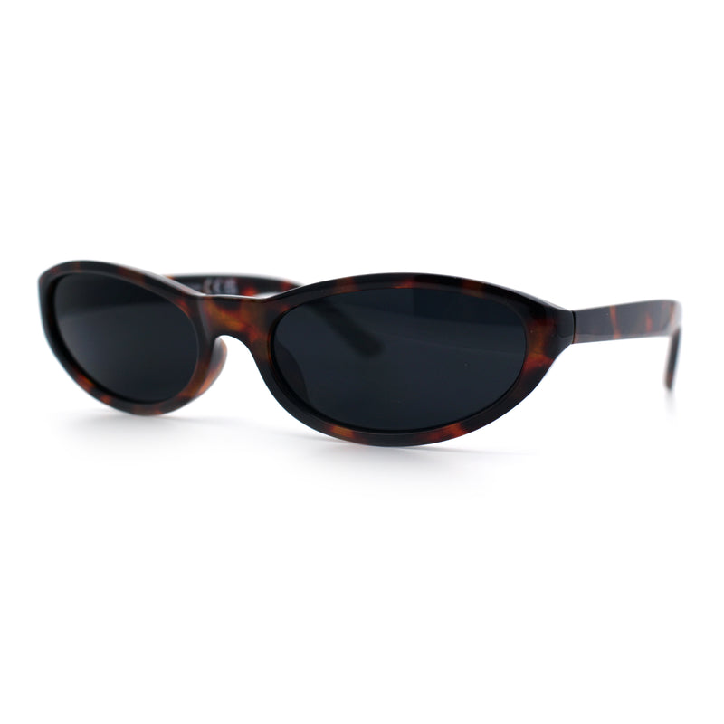Womens Oval Subtle Cat Eye Thin Plastic Retro Vintage Vibe Sunglasses
