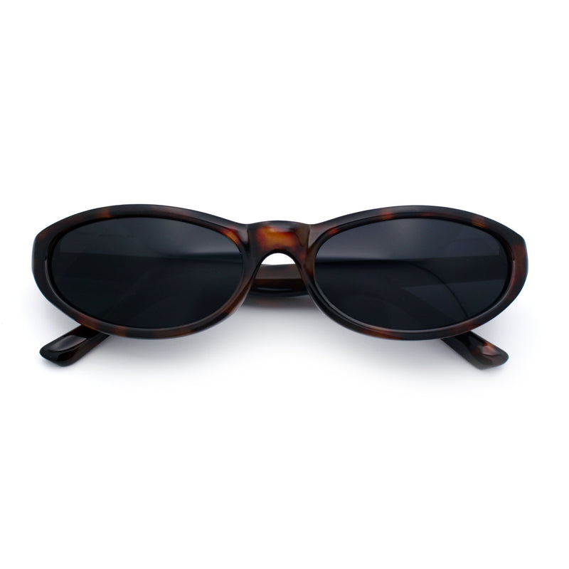 Womens Oval Subtle Cat Eye Thin Plastic Retro Vintage Vibe Sunglasses