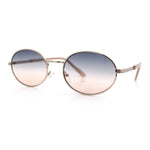 Classy Oval 90s Hip Hop Rapper Shade Metal Rim Retro Sunglasses