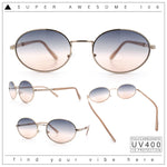 Classy Oval 90s Hip Hop Rapper Shade Metal Rim Retro Sunglasses