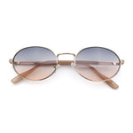 Classy Oval 90s Hip Hop Rapper Shade Metal Rim Retro Sunglasses