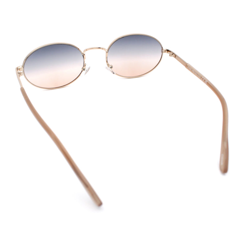 Classy Oval 90s Hip Hop Rapper Shade Metal Rim Retro Sunglasses