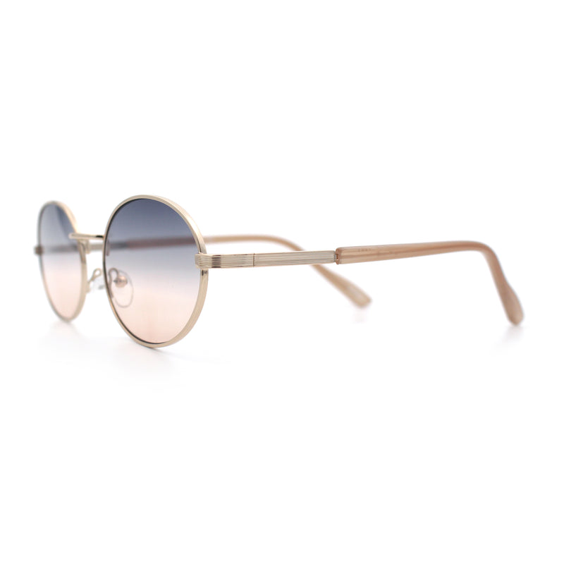 Classy Oval 90s Hip Hop Rapper Shade Metal Rim Retro Sunglasses