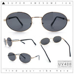 Classy Oval 90s Hip Hop Rapper Shade Metal Rim Retro Sunglasses