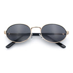 Classy Oval 90s Hip Hop Rapper Shade Metal Rim Retro Sunglasses
