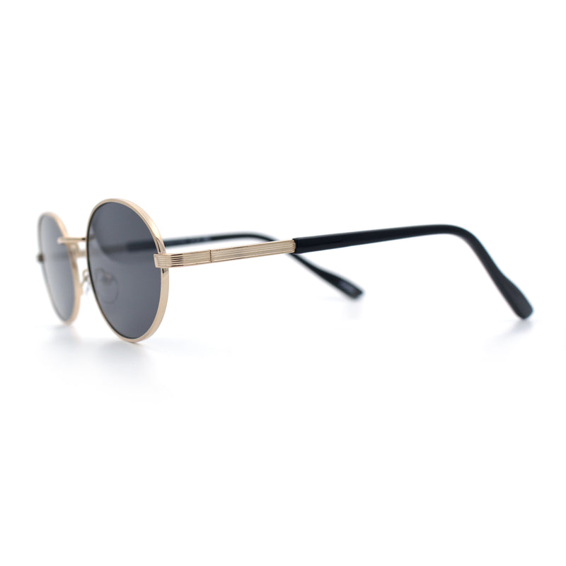 Classy Oval 90s Hip Hop Rapper Shade Metal Rim Retro Sunglasses