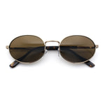 Classy Oval 90s Hip Hop Rapper Shade Metal Rim Retro Sunglasses