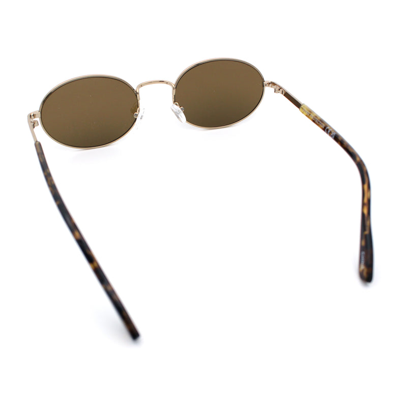 Classy Oval 90s Hip Hop Rapper Shade Metal Rim Retro Sunglasses
