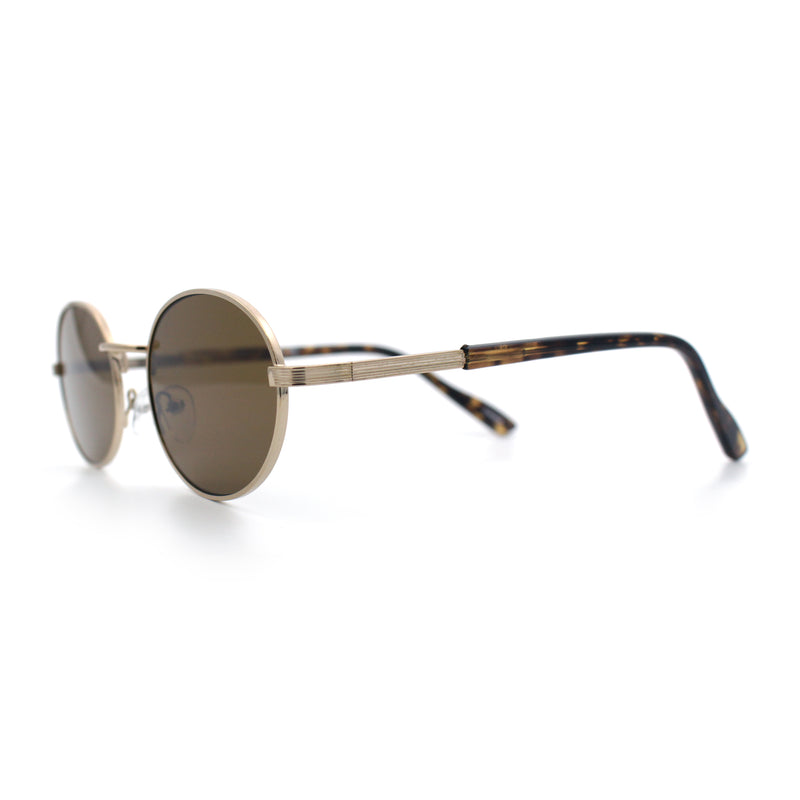 Classy Oval 90s Hip Hop Rapper Shade Metal Rim Retro Sunglasses