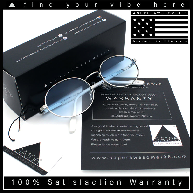 Classy Oval 90s Hip Hop Rapper Shade Metal Rim Retro Sunglasses