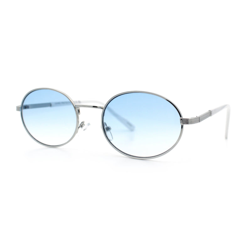 Classy Oval 90s Hip Hop Rapper Shade Metal Rim Retro Sunglasses
