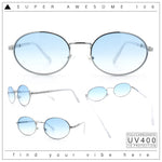 Classy Oval 90s Hip Hop Rapper Shade Metal Rim Retro Sunglasses