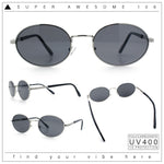 Classy Oval 90s Hip Hop Rapper Shade Metal Rim Retro Sunglasses