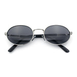 Classy Oval 90s Hip Hop Rapper Shade Metal Rim Retro Sunglasses
